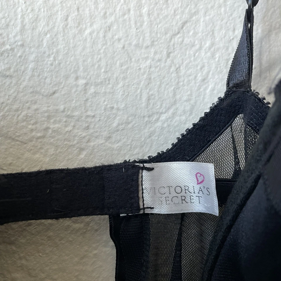 NWOT rare 90s Victoria’s Secret black marabou fur feather babydoll top - Изображение 3 из 4