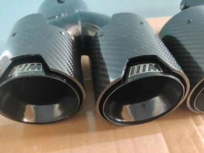 BMW G20 G21 G28 G22 G23 G26 G42 BLACK M PERFOREMANCE CARBON QUAD EXHAUST TIPS - Image 1 of 4
