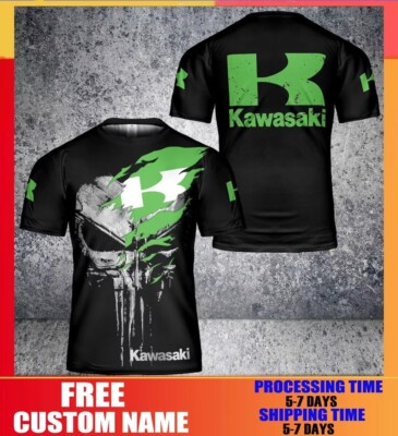 Bg Custom Name Kawasaki Logo Racing Best Gift Sport 3D T-Shirt Size S-5Xl 2024