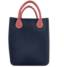 O bag Made in Italy secchiello cestino tote bag blu navy con fodera con cerniera