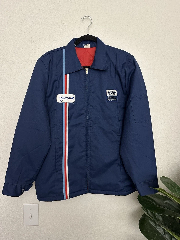 VINTAGE 80s FORD MOTOR COMPANY QUILTED LINED WORK WEAR JACKET TRUE VINTAGE - Image 2 of 4
