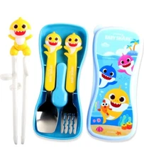 Baby Shark Children Cutlery Spoon Fork Practice Chopsticks Set Korea