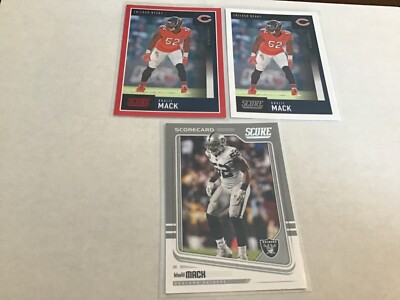  Khalil Mack Lot  2020 SCORE RED PARALLEL + BASE #211 & 2018 Scoreboard #250