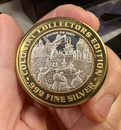 1995 Foxwoods Casino .999 Silver Token Colonial Boston Tea Party