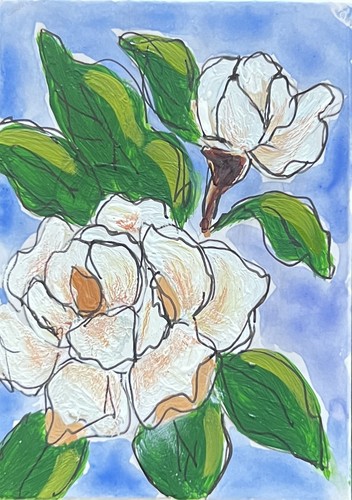ACEO Magnolia Flower State flower MS And LA OOAK, Hand Painted Original 