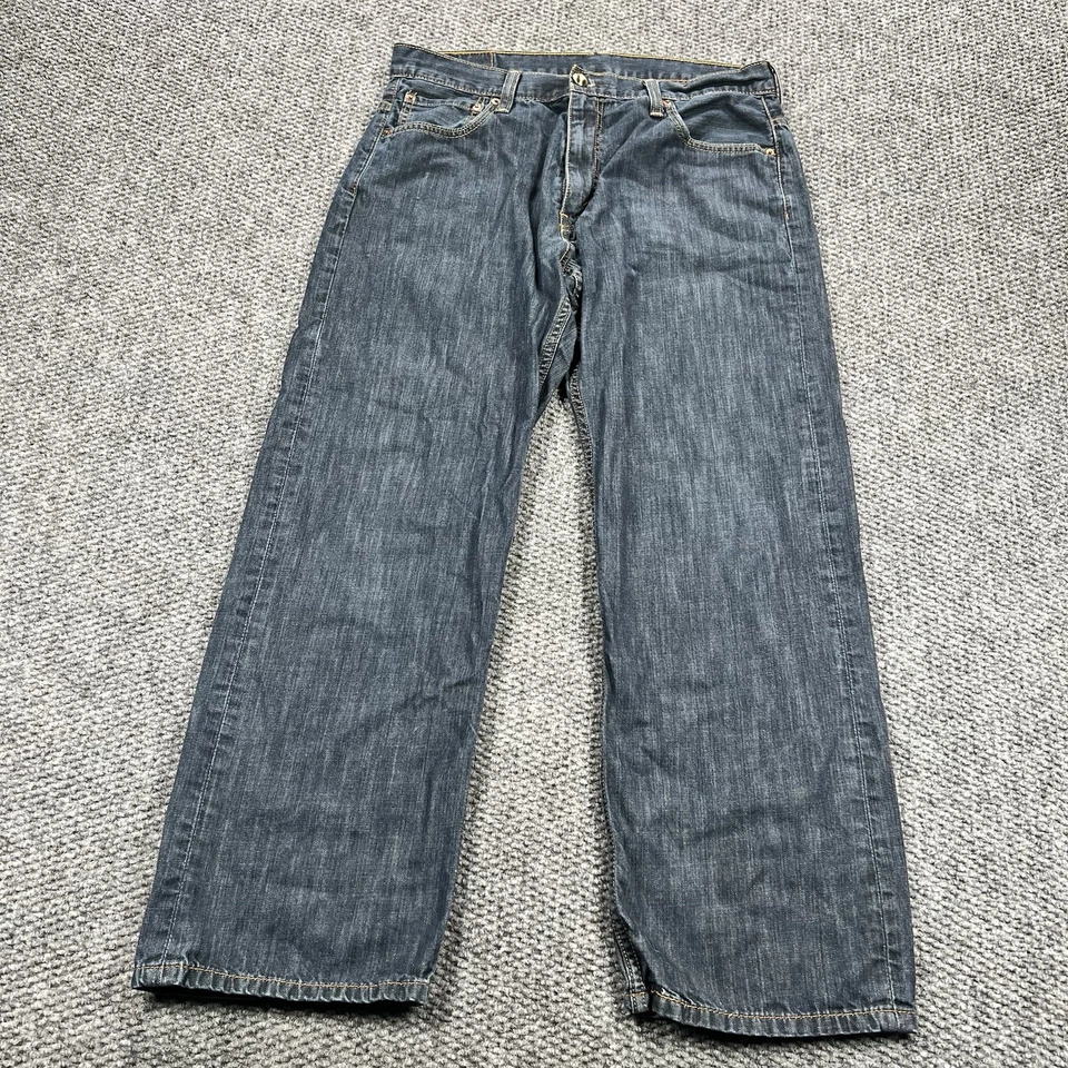 Pantalones de mezclilla Levis 569 para hombre 34x32 (se adapta a 34x29) azul holgado pierna recta elástico patinador Foto 2 de 4