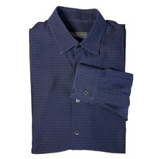 Salvatore Ferragamo Men L Gancini Bit Print Button Up Dress Shirt Blue MSRP 695