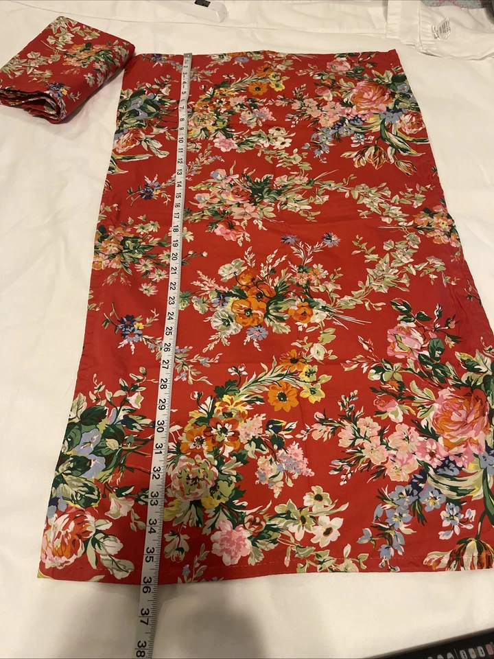 复古 Ralph Lauren Pillow Shams Belle Harbor KING 2 件套 红色花卉 — 第 2/4 张图片