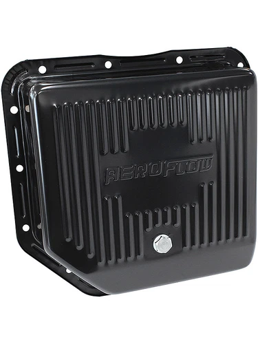 Aeroflow Black Transmission Pan For GM TH350 Deep Pan + Drain Plug (AF1826-3003) - Picture 1 of 12