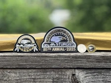 ☠️2025 Sturgis Rally Pin, Patch & FREE Sticker Set, Heritage Logo 85th Is HERE!
