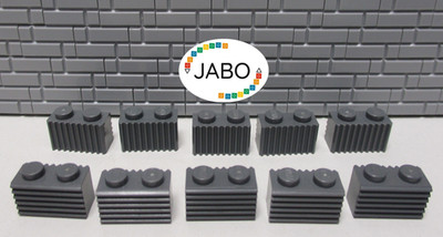 (E4/4/5) LEGO 10 x 2877 Stein 1x2 geriffelt neu dunkelgrau