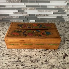 Wooden tissue box hand painted vintage floral farm stand box home decor