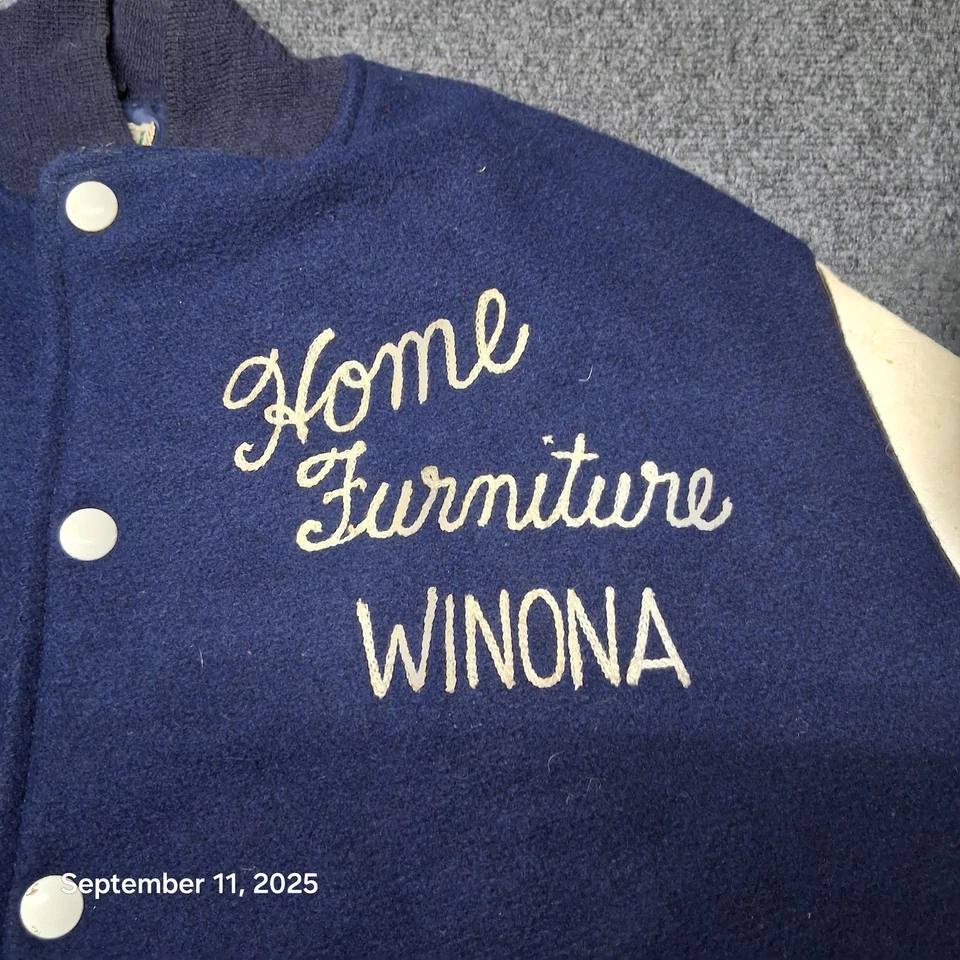 Chaqueta Universitaria De Colección Timberline Brill Bros Lana Cuero Talla 46 Azul Winona Foto 4 de 4