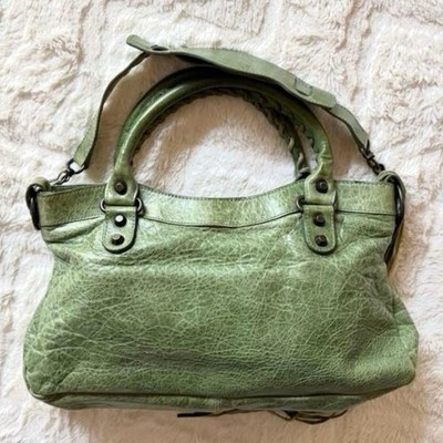 BALENCIAGA The First Light Green Leather 2Way Handbag103208 Y2K