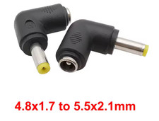 DC Power 5.5x2.1mm Female to 4.8x1.7mm Male Right Angle Converter Adapter