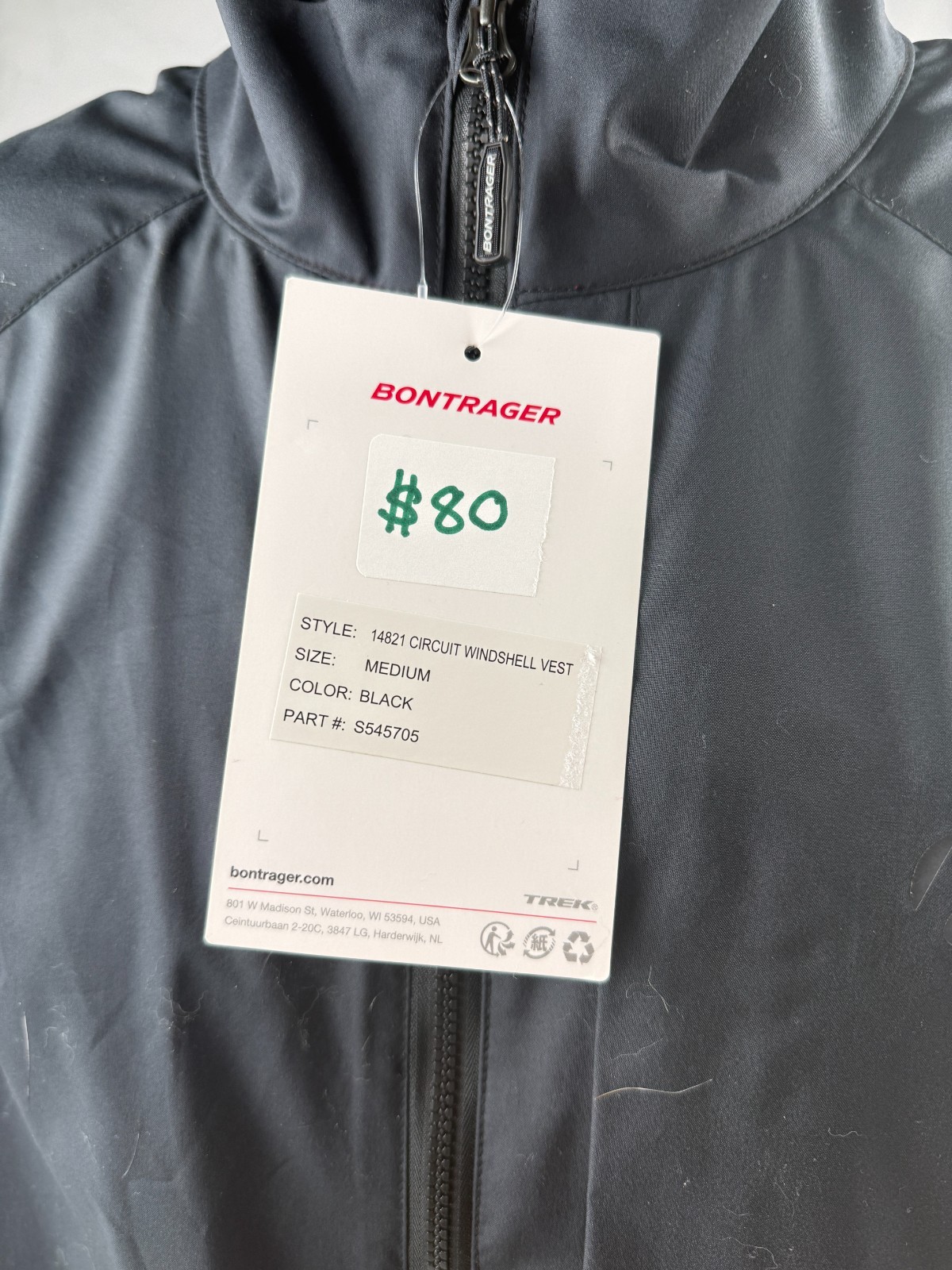 Bontrager Men's Circuit Windshell Vest SIZE Medium Black