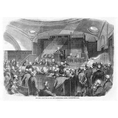 LONDON New Divorce and Matrimonial Court Westminster Hall - Antique Print 1858