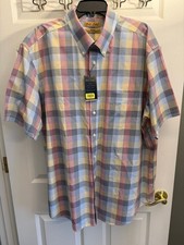 Roundtree Yorke Gold Label non-iron woven cotton men's Plaid shirt SZ XXL NWTs