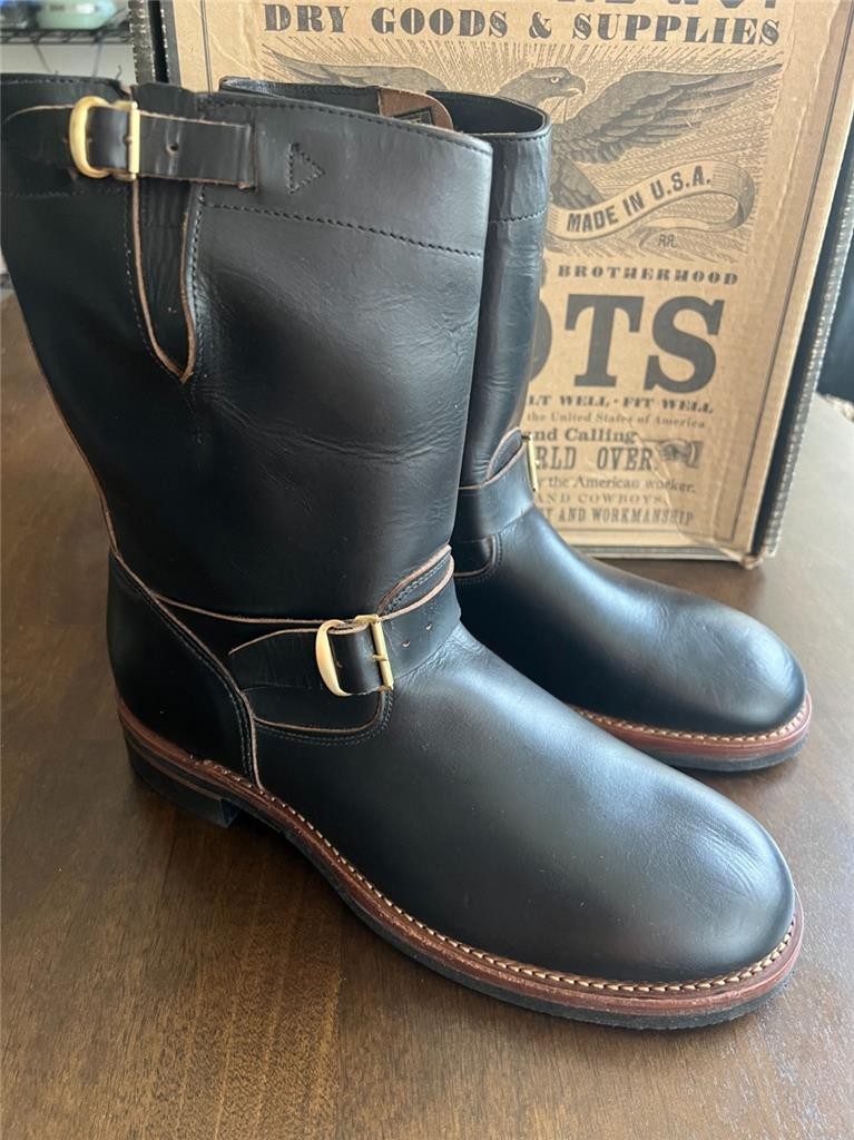Ralph Lauren MADE IN USA RRL Murdock Engineer Boots Black Teacore