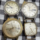 4 Men’s Vintage Mechanical Wrist Watches For Repairs/Parts Seiko Elgin GF 438