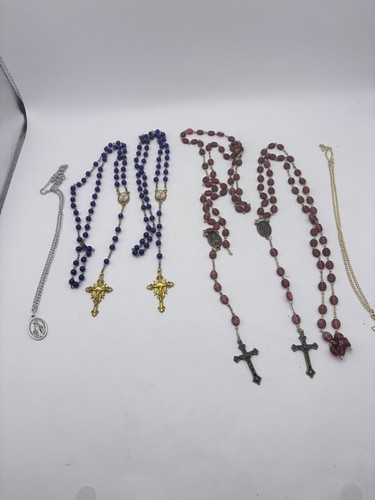 Vintage Christianity Rosary Beads, Necklaces, Religious Jewelry, Lot Of 6
