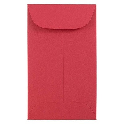 #3 Coin Business Colored Envelopes - 2 1/2 x 4 1/4 - Red Recycled - 50/Pack