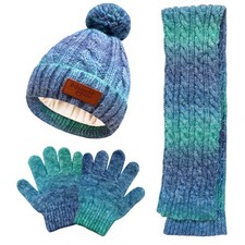 Borwada Toddler Kids Winter Hat Gloves One Size, Scarfs Style  Dark Blue