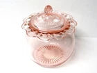 Anchor Hocking Old Colony Open Lace Pink Depression Glass Cookie Biscuit Jar