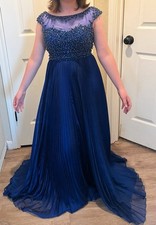 Sherri Hill Blue Beaded Prom Dress