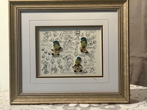 RARE Disney Jiminy Cricket Model Sheet Framed Pin Set LE 783/2500 w/ COA