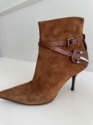Gucci Ankle Boots Wildleder Cognac mit Schnallen   edel & zeitlos   Gr. 38,5
