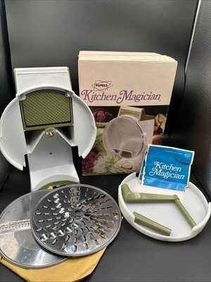 Vintage 1970 Popeil's Kitchen Magician Food Cutter Slicer Shredder Original Box