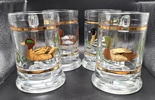 Vintage Culver Wildlife Duck Glasses – 22K Gold Trim- Set of 4 – Vintage Barware