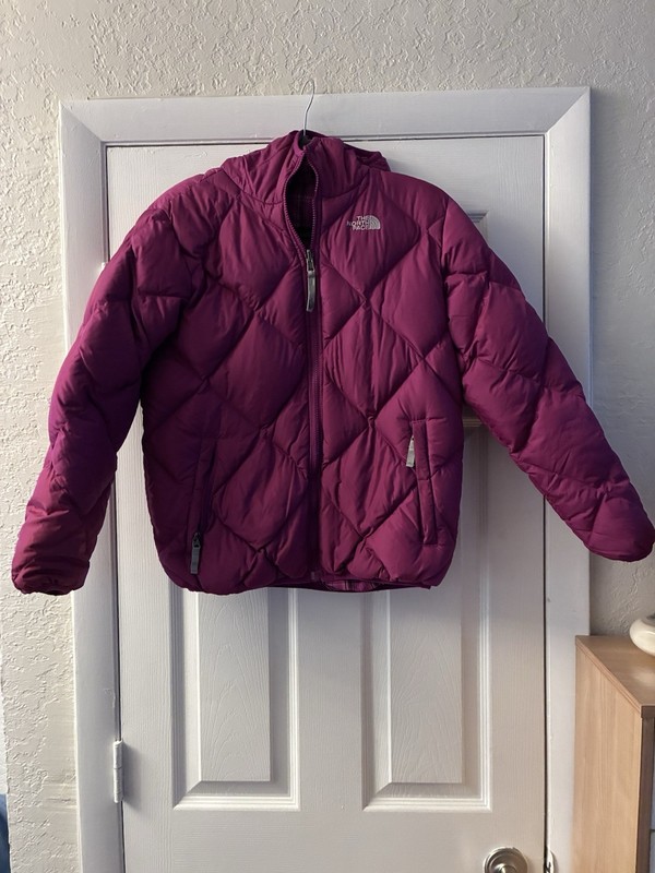 The North Face 550 Reversible Down Puffer Winter Jacket Coat Girls XL Pink Plaid