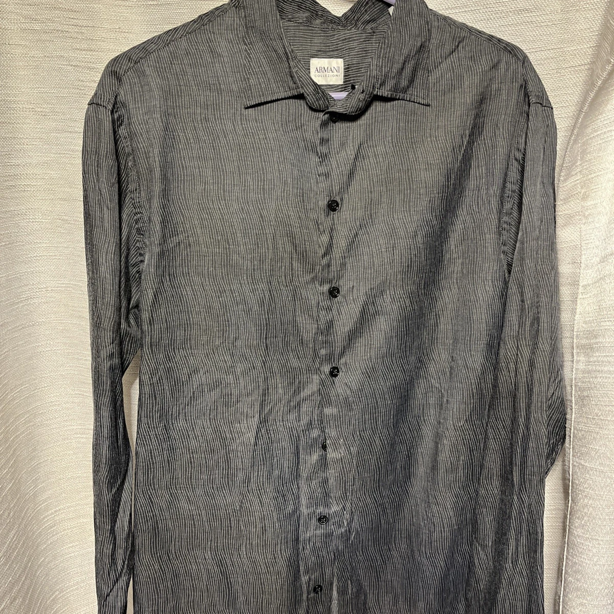 25+ Armani Collezioni Long Sleeve Striped Casual Button-Down
