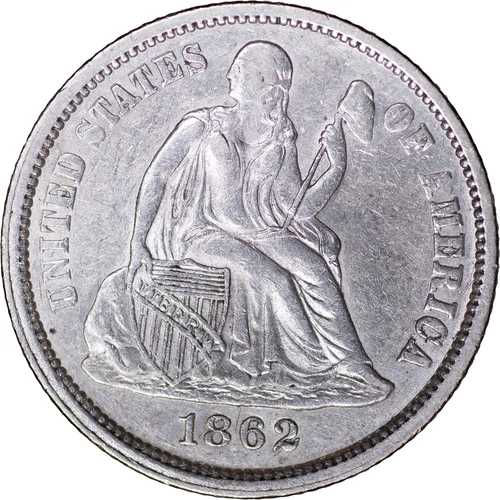 1862 10c Seated Liberty Dime ~ AU Details