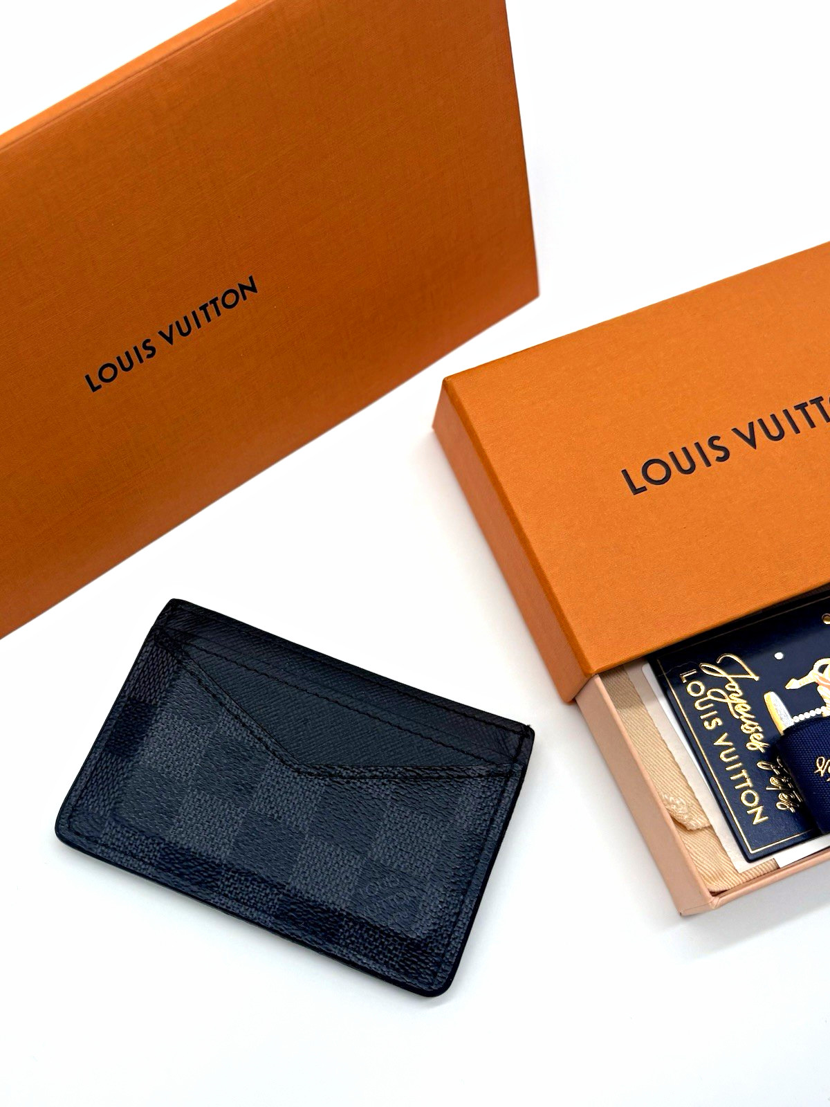 Louis Vuitton Damier Graphite Check Logo Card Holder Wallet, Men's Black/Gray