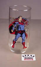 Vintage 1975 Pepsi Glass DC SuperMan cartoon promo Superhero comic tumbler