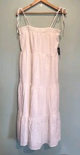 New Ivory Tiered A-line Sleeveless Angelcore Fairy Maxi Dress Express Sz M