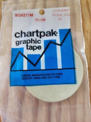 Chartpak Graphic Art Tape, 1/16 W x 648 L Inches, Yellow Matte, 1 Roll (BG6211M)