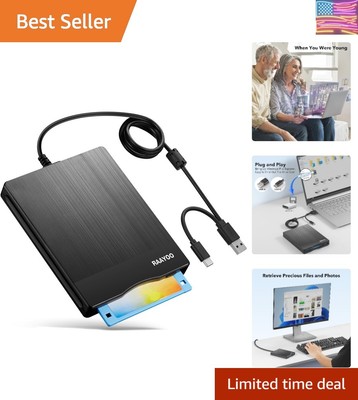 Classic 3.5 Inch USB Floppy Disk Reader - Reliable & Easy Plug-and-Play Access