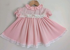 Vtg Montgomery Ward Baby Girl 18mo Party Dress Pink Pleats Full Circle Lace Trim