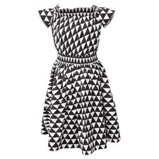 Prada Geometric Print Off Shoulder Dress In Cotton Women Black Size 42