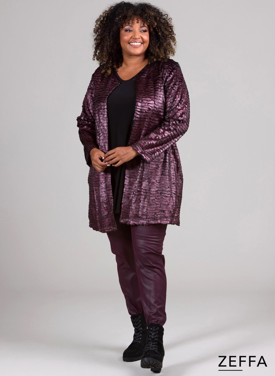 Sale-Zeffa by Magna-stylish festive jacket long jacket metallic look-plum