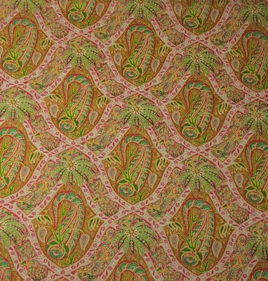 TOMMY BAHAMA POLYNESIAN PAISLEY TANGELO PINK PALM TREE FABRIC BY THE YARD 54"W - Image 1 of 4