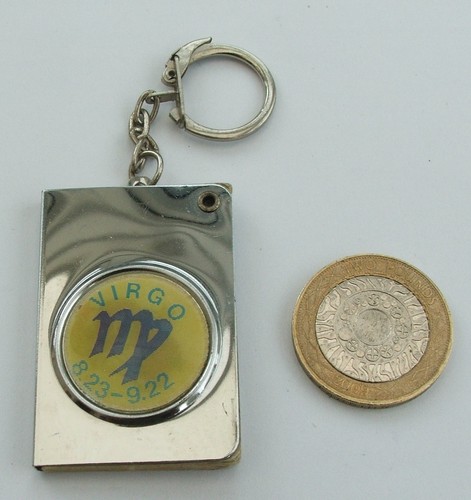Hologram style, star sign Virgo, silver tone address book keyring - Picture 4 of 7