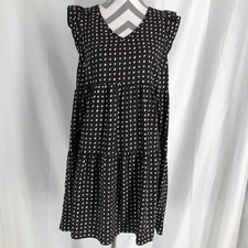 Ces Femme A Line Black V Neck Geometric Pattern Flutter Sleeve Medium