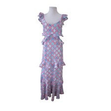 NWT SIMPLY SOUTHERN Pink w/ Blue Seashell Print Cut Out Side Maxi Dress Sz XXL