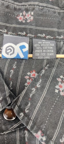 Vintage Ocean Pacific Shirt Men's Western Long Sleeve Pearl Snap Medium Floral - Picture 11 of 13