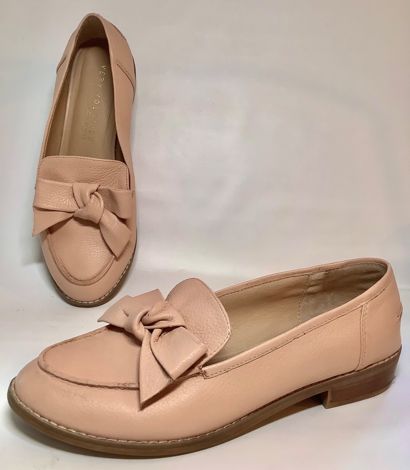 Blush Pink Leather Loafers Size 